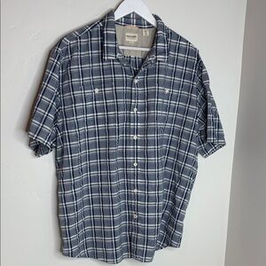 Dockers Men's Navy and White Checkered Shirt